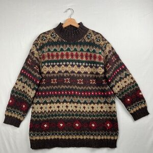Lauren Ralph Lauren Exclusive Hand Knit Nordic Wool Mohair Sweater Size Medium